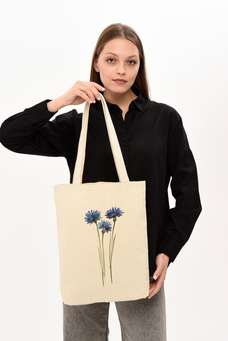 Zoozie Bags 1171 Bolso de Mano de Algodón Color Crema 35 x 40 x 8 cm